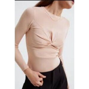 NWOT Zara Front Knot Peach Sweater Sz. L